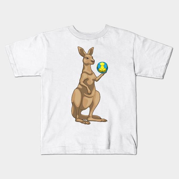 Kangaroo Handball player Handball Kids T-Shirt by Markus Schnabel